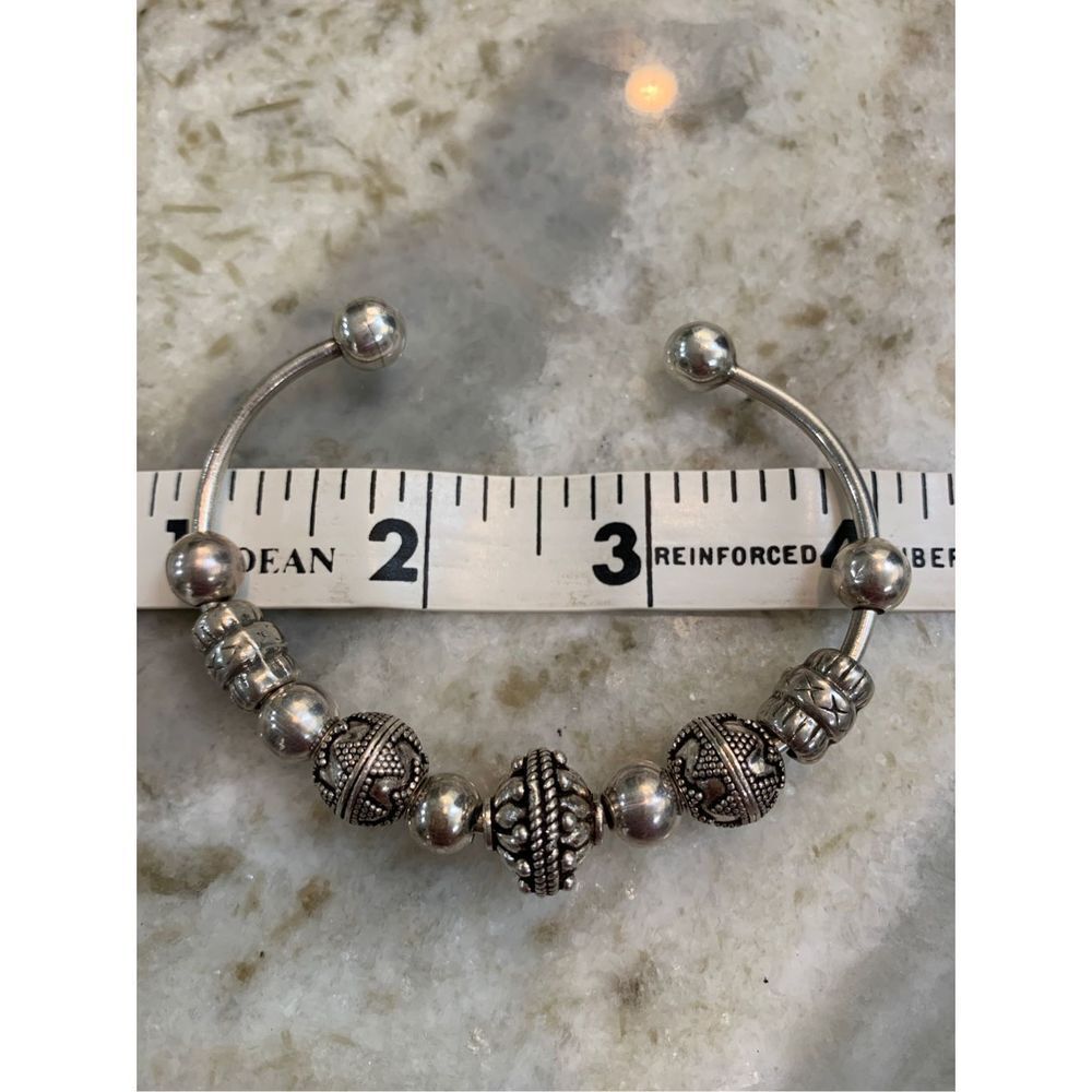 Sterling Silver Cuff Bracelet with Bali Beads - Picture 7 of 8
